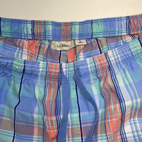 L.L. BEAN Women’s Large Plaid Pastel Lightweight Cotton Shorts A - Picture 2 of 3